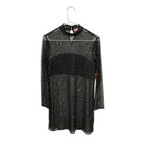 NWT Anthropologie Eva Franco Starlight Sheer Black Tunic Dress Rhinestones Small